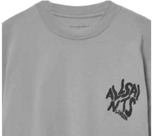 Camiseta AllSaints "Orlando Logo Print Oversized T-Shirt March Grey" Cinza