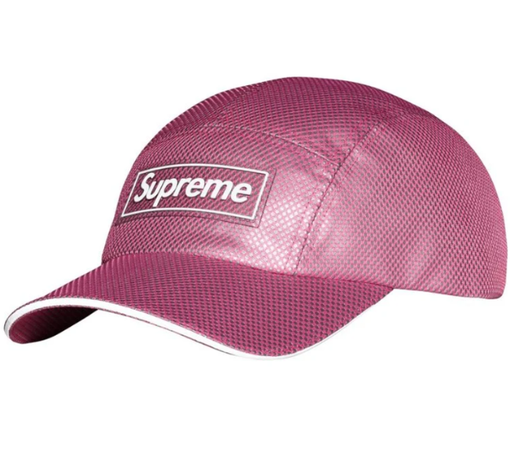 Boné Supreme FW26 "Metallic Mesh" Rosa