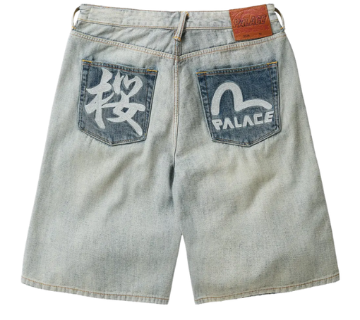 Bermuda Palace x Evisu "Long Denim Short Reverse Indigo" Azul Claro