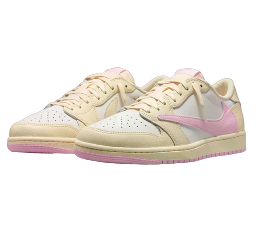 Tênis Nike Jordan 1 Retro Low OG SP Travis Scott "Shy Pink Muslin" Rosa/Creme