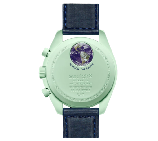 Relógio Swatch x Omega Bioceramic Moonswatch "Mission to Earth" Azul Marinho