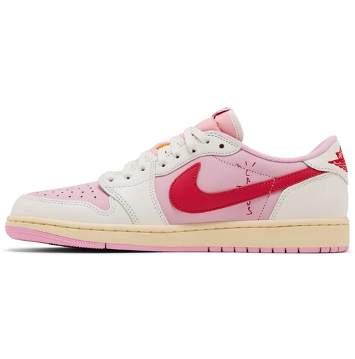 Tênis Nike Jordan 1 Retro Low OG SP Travis Scott "Sail Tropical Pink" Rosa/Branco