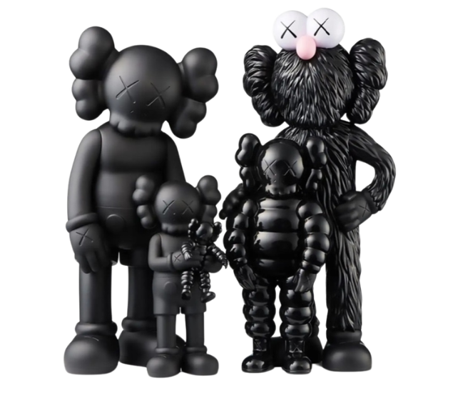 Boneco Kaws "Family Vinyl Figures Black" Preto