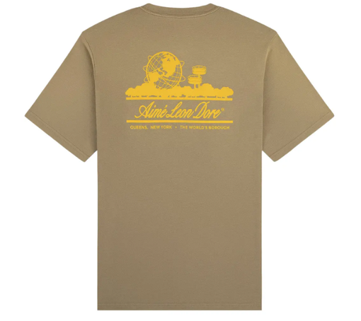 Camiseta Aimé Leon Dore "Sun Faded Unisphere Laurel Oak" Bege