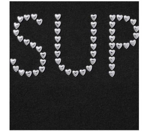 Camiseta Supreme FW26 "Hearts Studded S/S Top Black" Preto