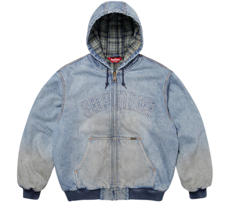 Jaqueta Supreme FW25 "Reflective Arc Hooded Work Denim" Azul