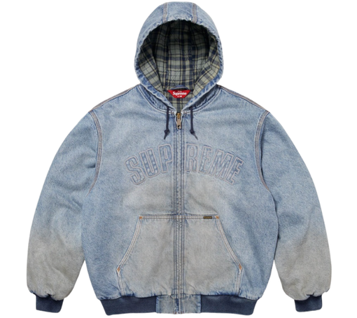 Jaqueta Supreme FW25 "Reflective Arc Hooded Work Denim" Azul