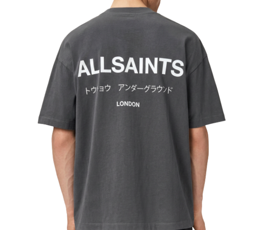 Camiseta AllSaints "Underground Oversized Crew Neck Dark Steel Blue" Estonado