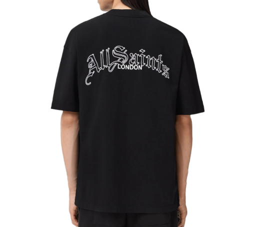 Camiseta AllSaints "Descent Oversized Graphic T-shirt Washed Black" Preto
