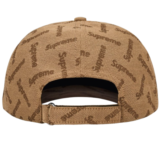 Boné Supreme FW26 "Monogram Jacquard 6-Panel Tan" Bege