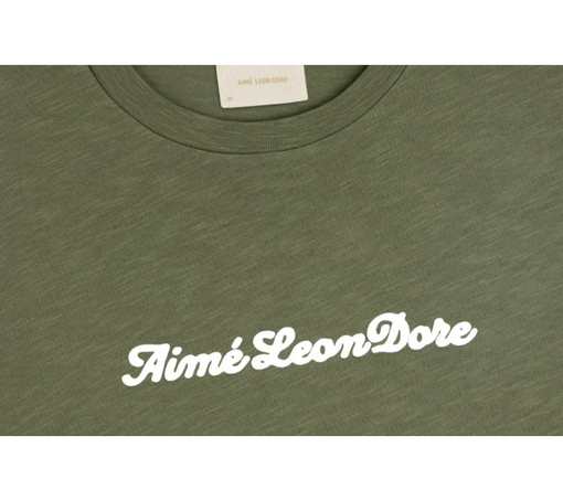 Camiseta Aimé Leon Dore "Puff Print Slub Logo Deep Lichen Green" Verde