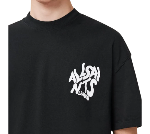Camiseta AllSaints "Camiseta All Saints Orlando Logo Print Oversized T-Shirt Jet Black" Preto