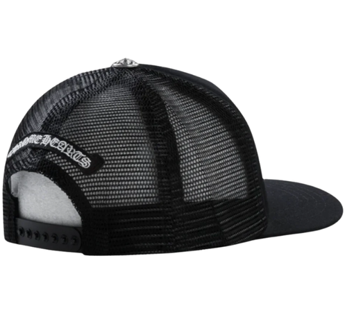 Boné Chrome Hearts "White Cemetary Cross Trucker Hat Black" Preto