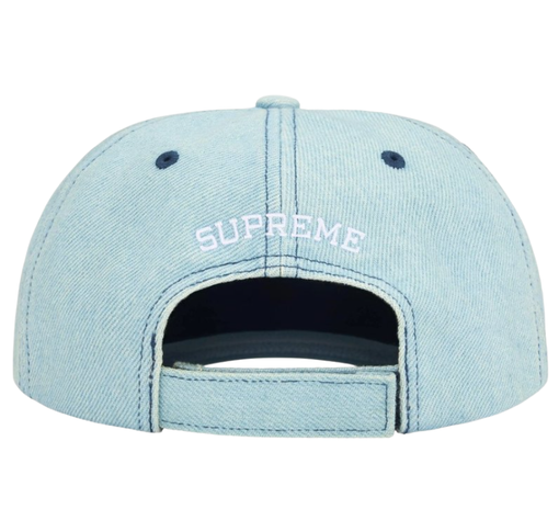 Boné Supreme SS26 "Embroidered Money Logo" Denim
