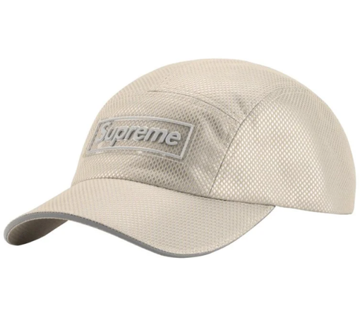 Boné Supreme FW26 "Metallic Mesh" Creme