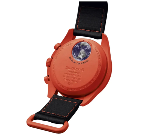 Relógio Swatch x Omega Bioceramic Moonswatch "Mission On Earth" Preto/Laranja