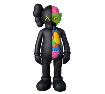 Boneco Kaws "Companion Flayed Open Edition Vinyl Black" Preto