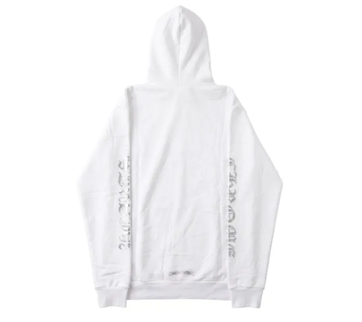 Moletom Chrome Hearts "Metallic Print Vertical Logo Hoodie" Branco