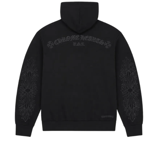 Moletom Chrome Hearts "Pullover Horseshoe Floral Hoodie" Preto