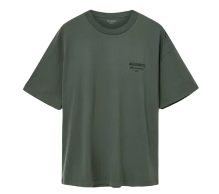 Camiseta AllSaints "Xander Flocked Logo Oversized T-shirt Garnet Green" Verde