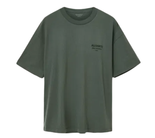 Camiseta AllSaints "Xander Flocked Logo Oversized T-shirt Garnet Green" Verde