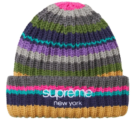 Touca Supreme FW26 "Classic Logo Chunky Ribbed" Multicolor