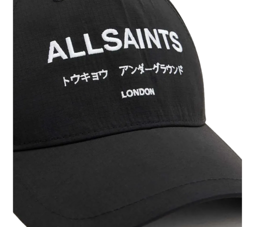 Boné AllSaints "Underground Nylon Logo Baseball Cap" Preto