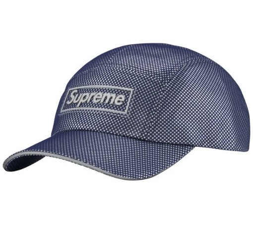 Boné Supreme FW26 "Metallic Mesh" Azul Marinho