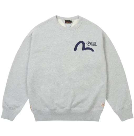 Crewneck Palace x Evisu "Crew Grey Marl" Cinza