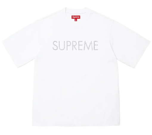 Camiseta Supreme FW26 "Hearts Studded S/S Top White" Branco