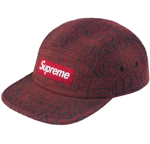 Boné Supreme SS26 "Stitched Old English Denim" Vermelho