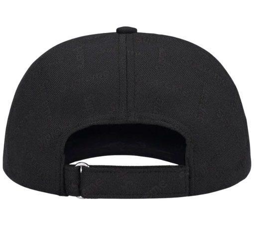 Boné Supreme FW26 "Monogram Jacquard 6-Panel Black" Preto
