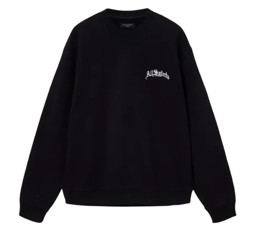 Crewneck AllSaints "Descent Oversized Cropped Sweatshirt Washed Black" Preto