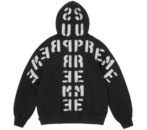 Moletom Supreme FW26 "Mirrored Appliqué" Preto
