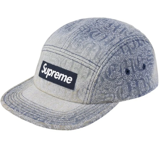 Boné Supreme SS26 "Stitched Old English Denim" Azul