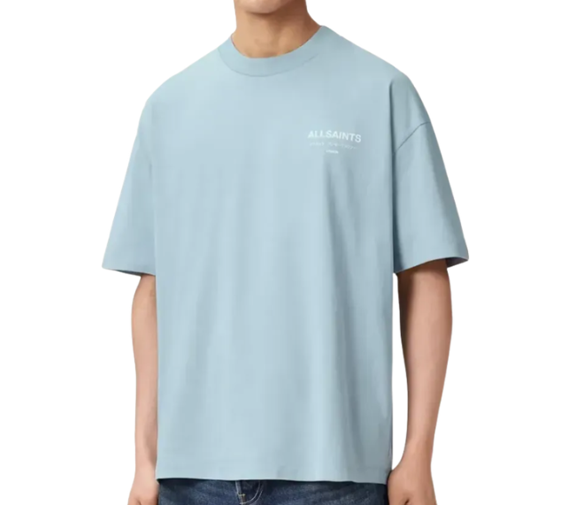 Camiseta AllSaints "Underground Oversized Crew Neck T-Shirt Salton Blue" Azul