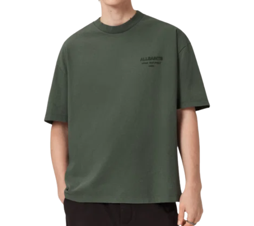 Camiseta AllSaints "Xander Flocked Logo Oversized T-shirt Garnet Green" Verde