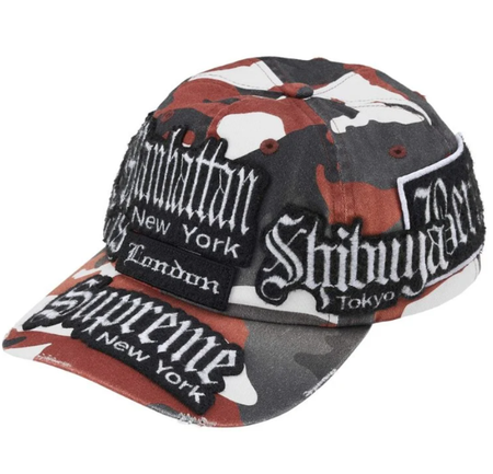 Boné Supreme SS26 "City Patches" Red Camo