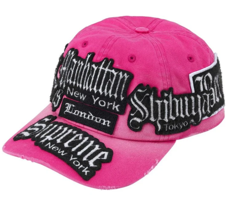 Boné Supreme SS26 "City Patches" Rosa