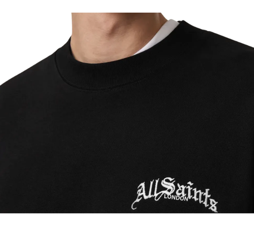 Crewneck AllSaints "Descent Oversized Cropped Sweatshirt Washed Black" Preto