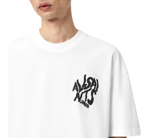 Camiseta AllSaints "Orlando Logo Print Oversized T-Shirt Ashen White" Branco