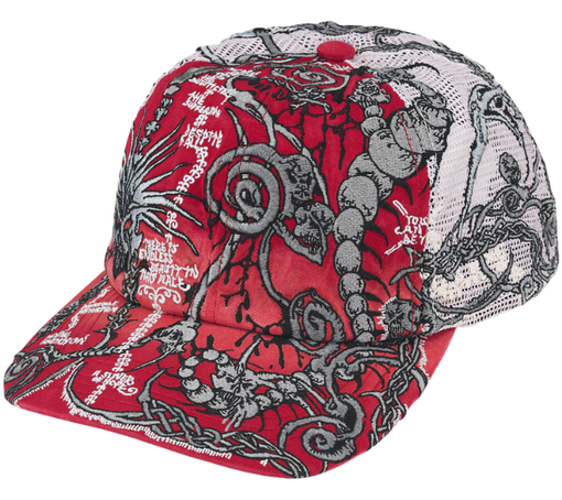 Boné Supreme SS26 "Wombat Embroidered Mesh Back" Vermelho