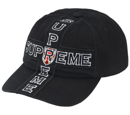 Boné Supreme FW26 "Cross 6-Panel" Preto
