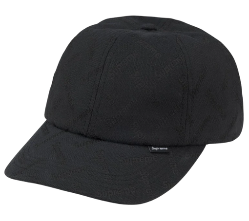 Boné Supreme FW26 "Monogram Jacquard 6-Panel Black" Preto