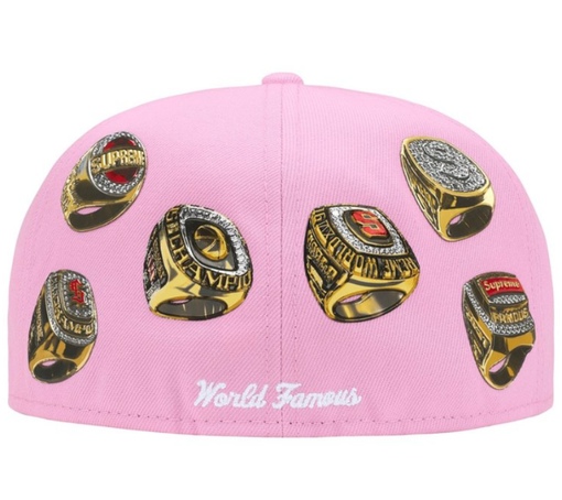 Boné Supreme SS26 x New Era "Rings Box Logo" Rosa