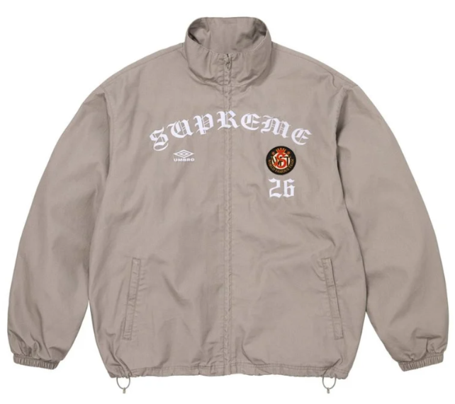 Jaqueta Supreme FW26 X Umbro "Cotton Ripstop Track Jacket Grey" Cinza