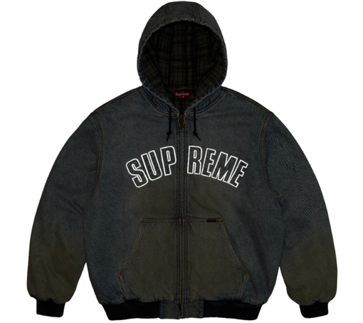 Jaqueta Supreme FW25 "Reflective Arc Hooded Work Denim" Azul