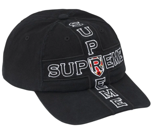 Boné Supreme FW26 "Cross 6-Panel" Preto