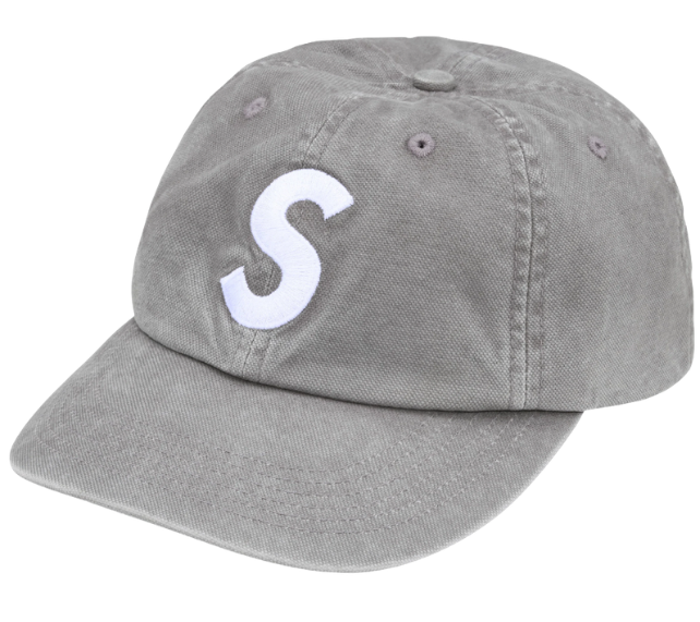 Boné Supreme FW26 "Washed Canvas S Logo 6-Panel" Cinza