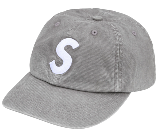 Boné Supreme FW26 "Washed Canvas S Logo 6-Panel" Cinza